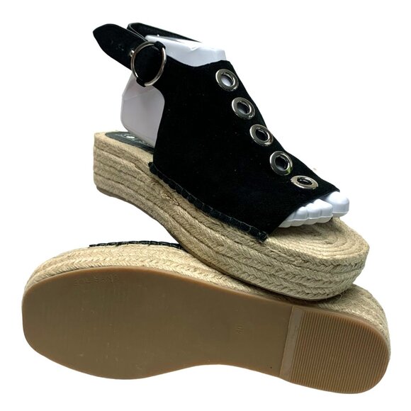 SOL SANA Black Suede Jute‎ Platform Slingback Espadrille Sandals **NWOB - Picture 9 of 13